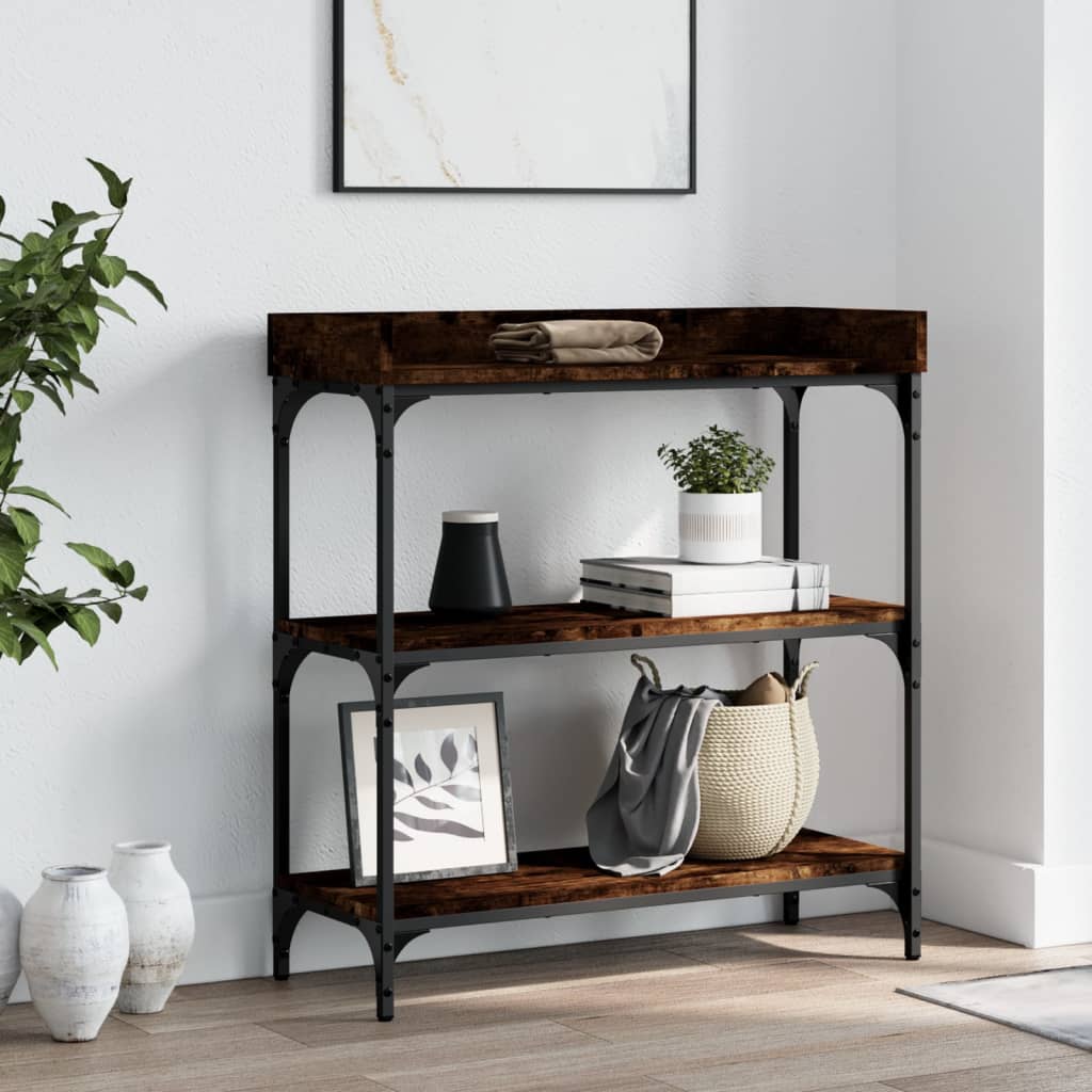 vidaXL Console Table with Shelves Smoked Oak 29.5"x11.8"x31.5"-0