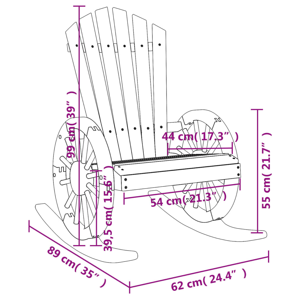 vidaXL Rocking Adirondack Chair Chaise Lounge Seating Furniture Solid Wood Fir-3