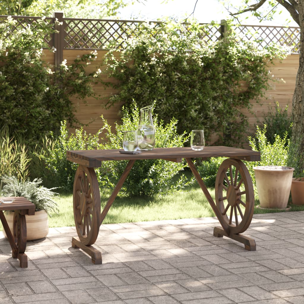vidaXL Patio Table 35.4"x19.7"x15.7" Solid Wood Fir-3
