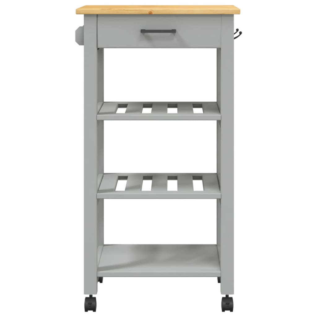 vidaXL Kitchen Trolley MONZA 18.9"x15.7"x35.4" Solid Wood Pine-4