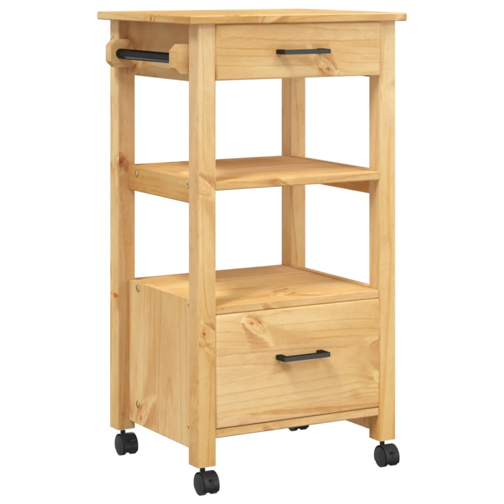 vidaXL Kitchen Trolley Rolling Cart on Wheels Living Room Solid Wood Pine-8