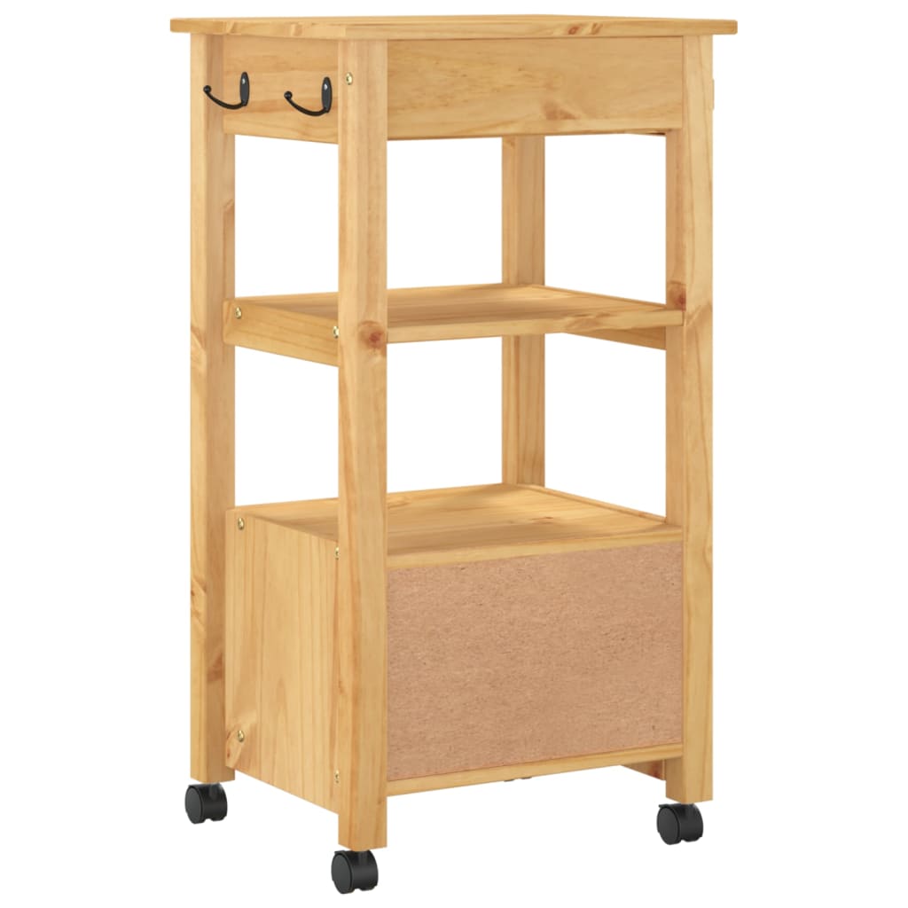 vidaXL Kitchen Trolley Rolling Cart on Wheels Living Room Solid Wood Pine-6