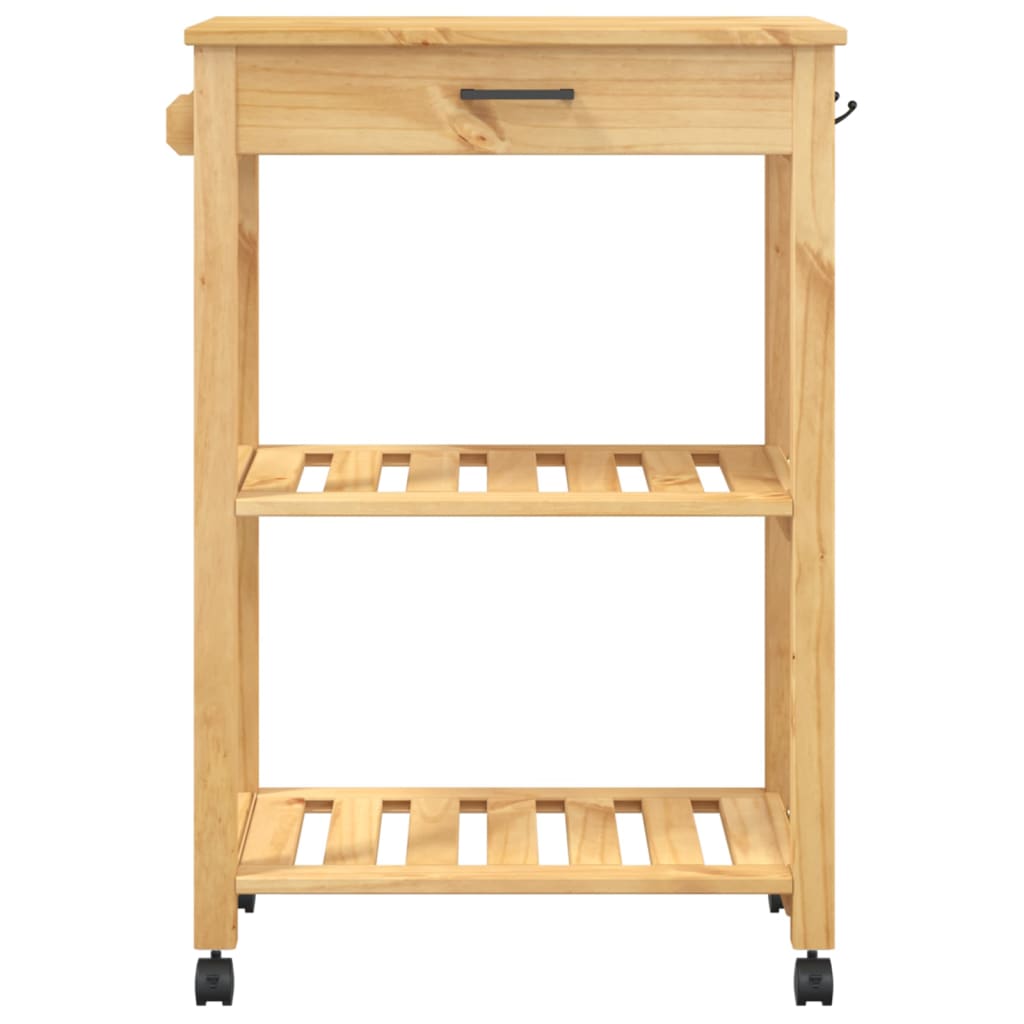 vidaXL Kitchen Trolley MONZA 23.6"x15.7"x35.4" Solid Wood Pine-4