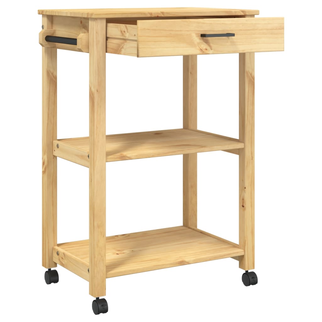 vidaXL Kitchen Trolley MONZA 23.6"x15.7"x35.4" Solid Wood Pine-3