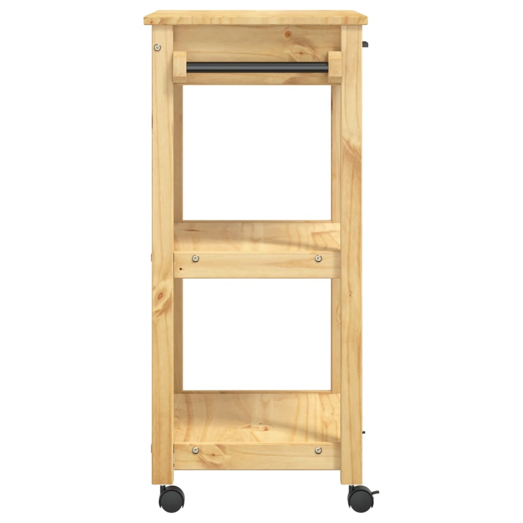 vidaXL Kitchen Trolley MONZA 23.6"x15.7"x35.4" Solid Wood Pine-5