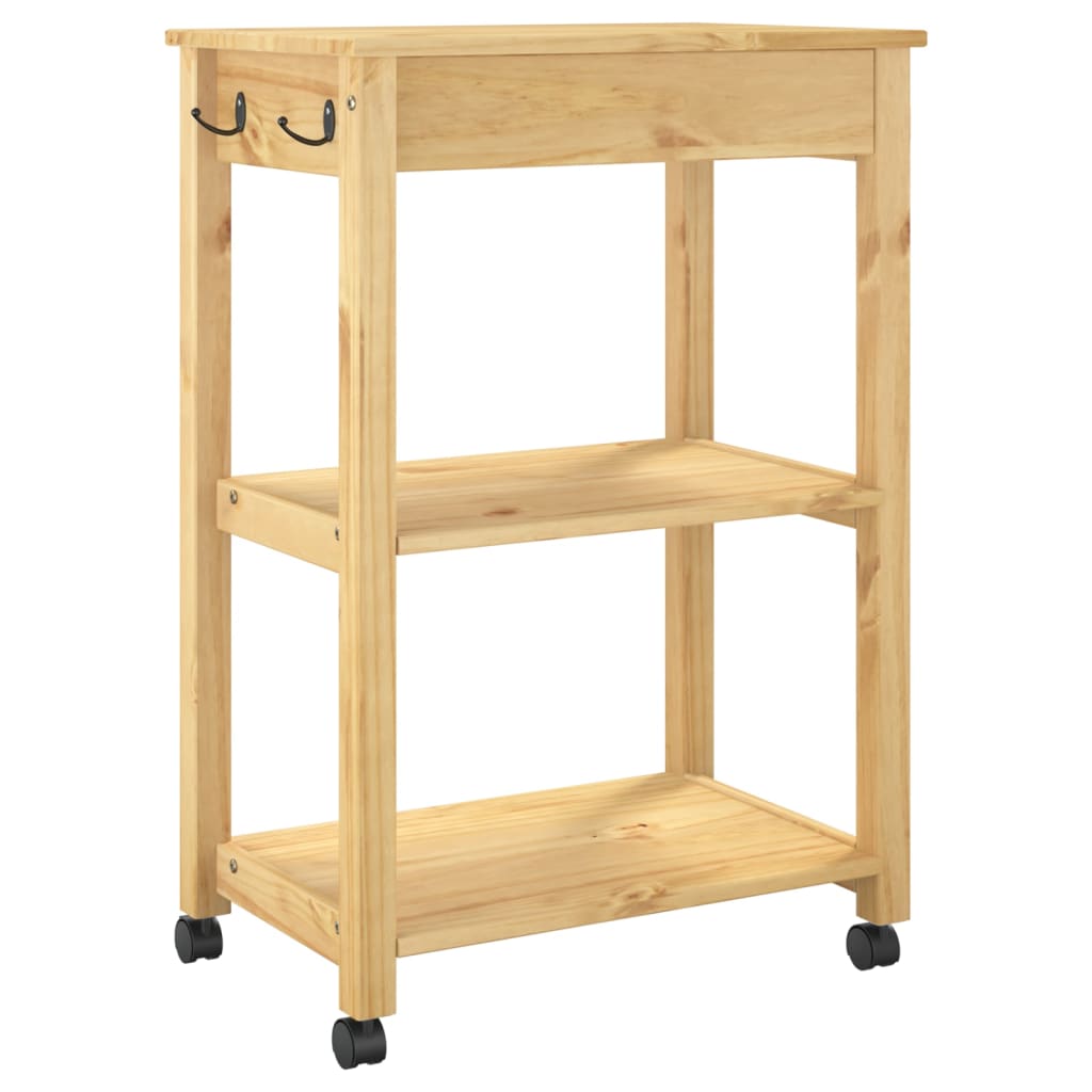 vidaXL Kitchen Trolley MONZA 23.6"x15.7"x35.4" Solid Wood Pine-6