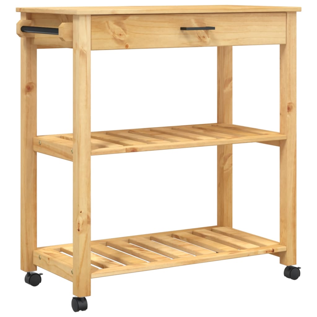 vidaXL Kitchen Trolley MONZA 33.1"x15.7"x35.4" Solid Wood Pine-8