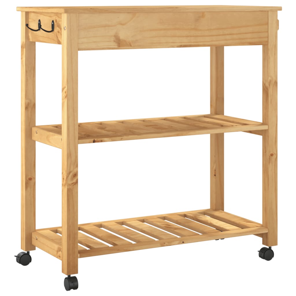 vidaXL Kitchen Trolley MONZA 33.1"x15.7"x35.4" Solid Wood Pine-6