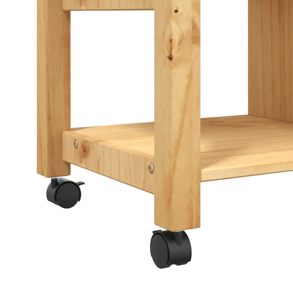vidaXL Kitchen Trolley Rolling Cart on Wheels Living Room Solid Wood Pine-7