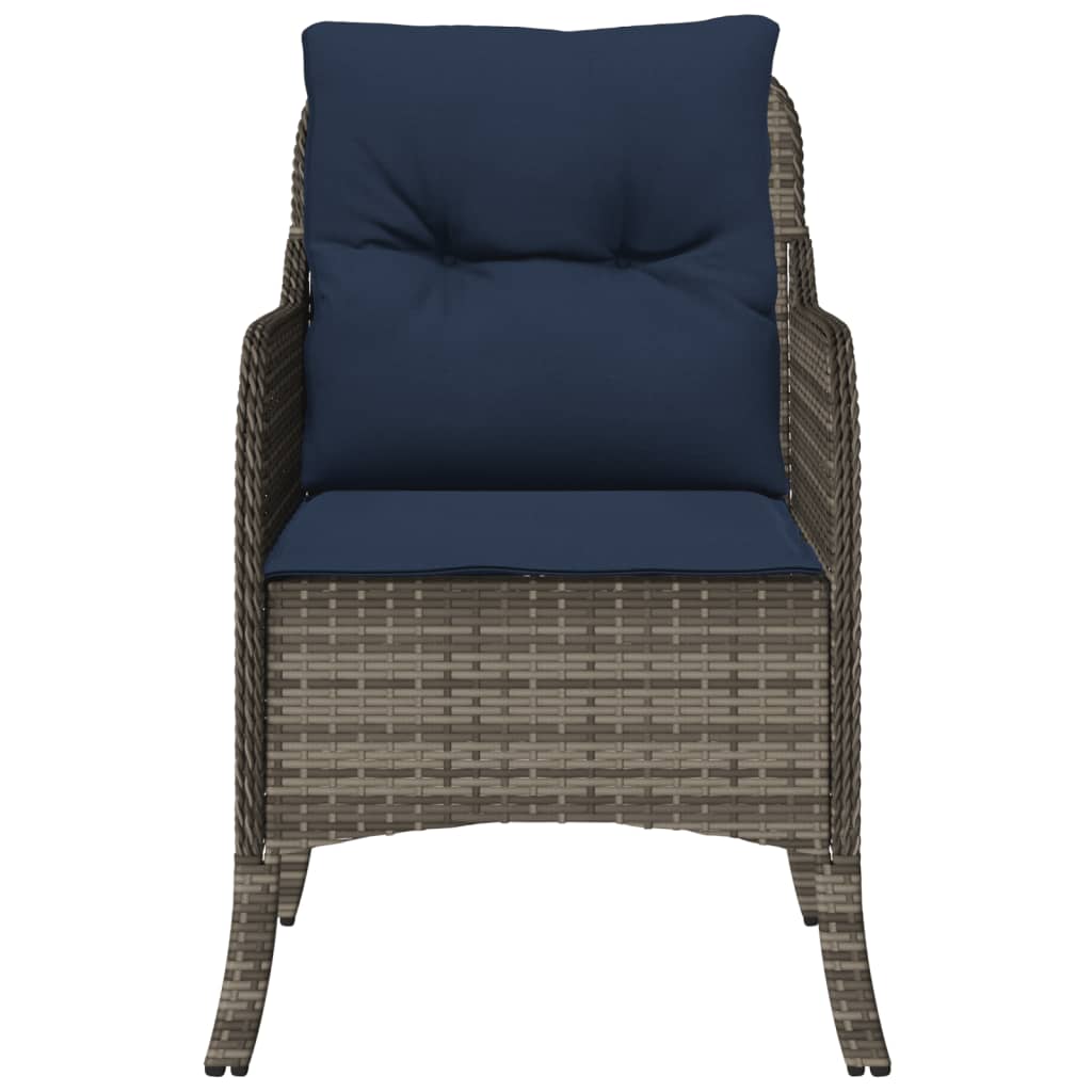 vidaXL Patio Chairs with Cushions 2 pcs Gray Poly Rattan-5