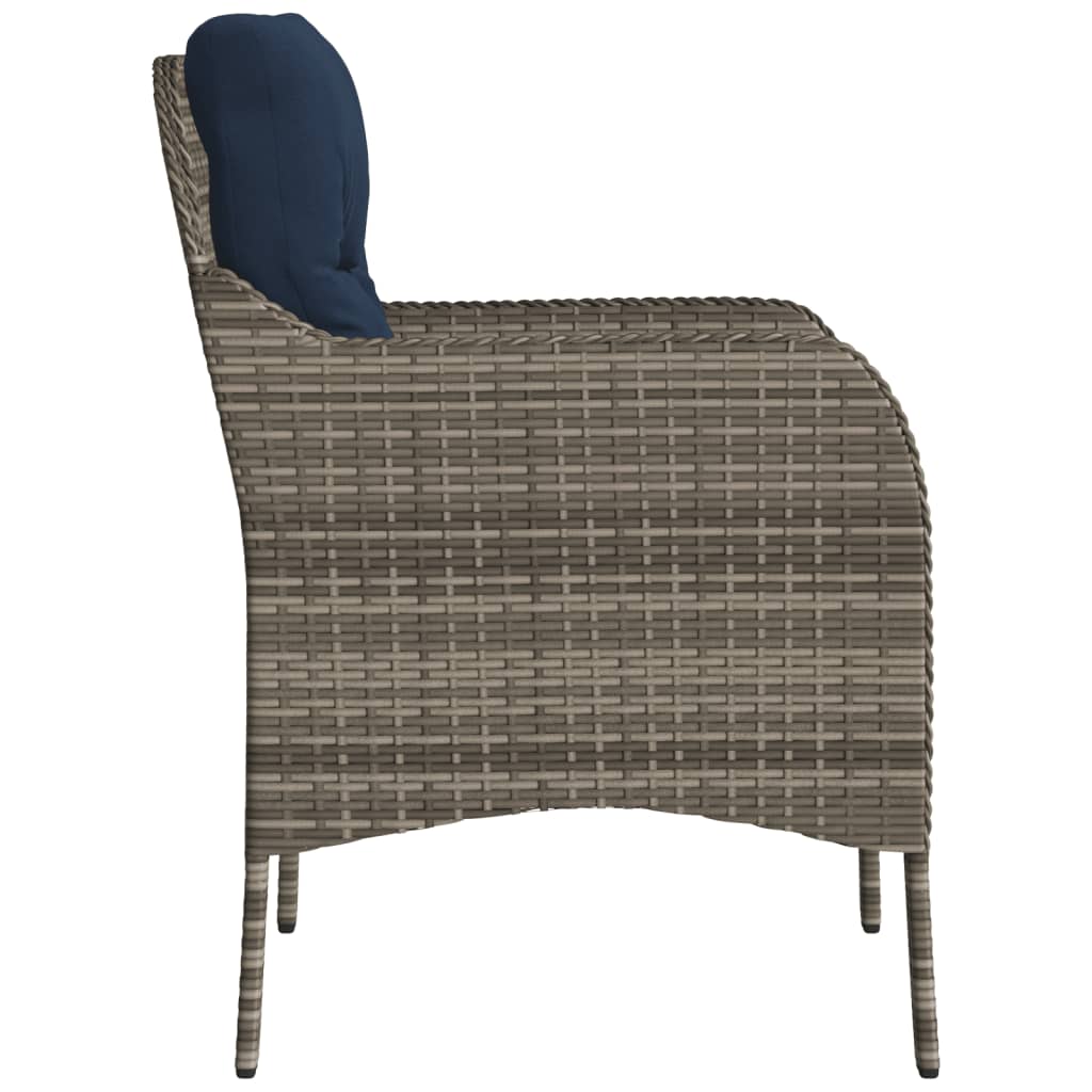 vidaXL Patio Chairs with Cushions 2 pcs Gray Poly Rattan-6