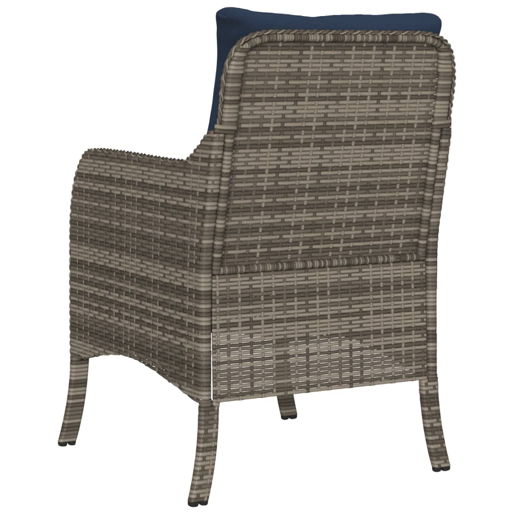 vidaXL Patio Chairs with Cushions 2 pcs Gray Poly Rattan-7