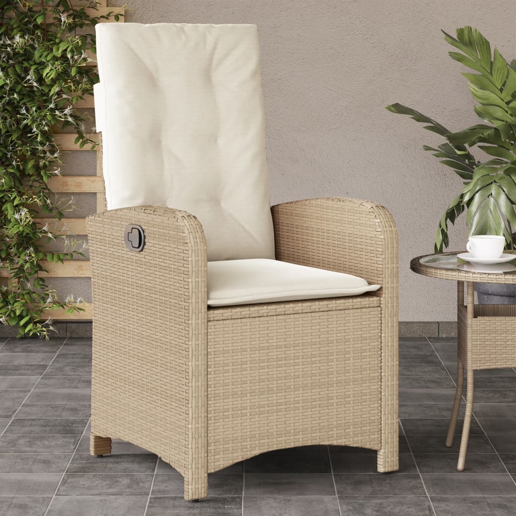 vidaXL Reclining Patio Chair with Cushions Outdoor Garden Furniture Poly Rattan-5