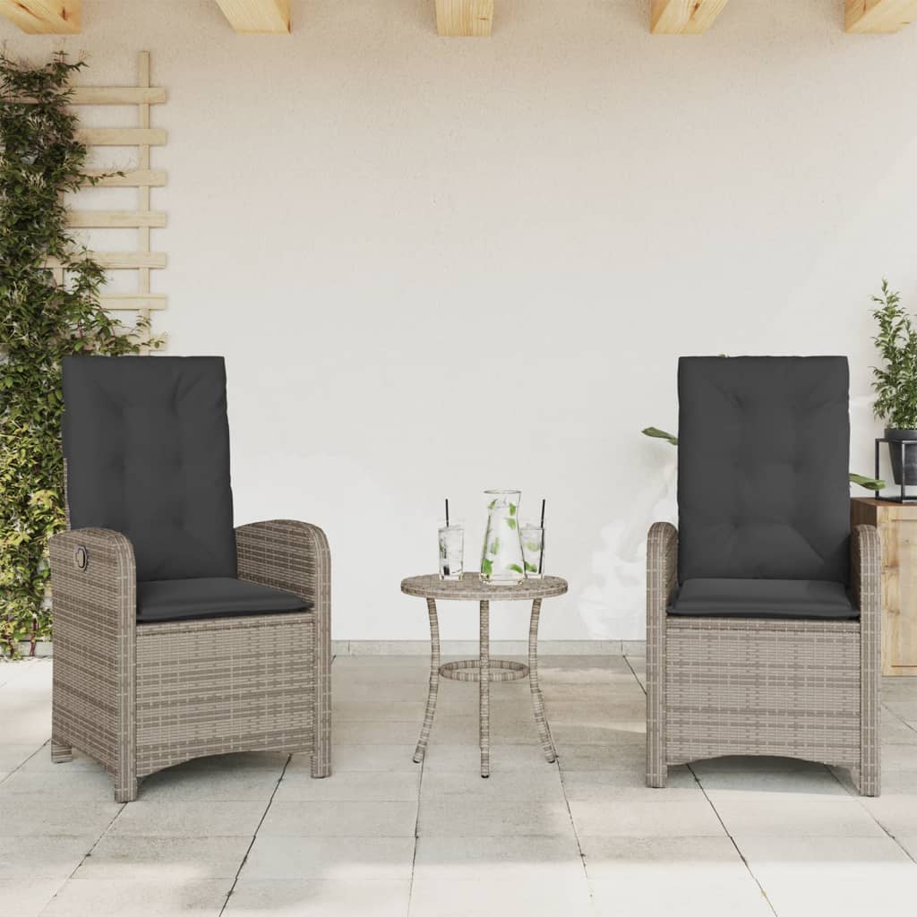 vidaXL Reclining Patio Chair with Cushions Outdoor Garden Furniture Poly Rattan-11