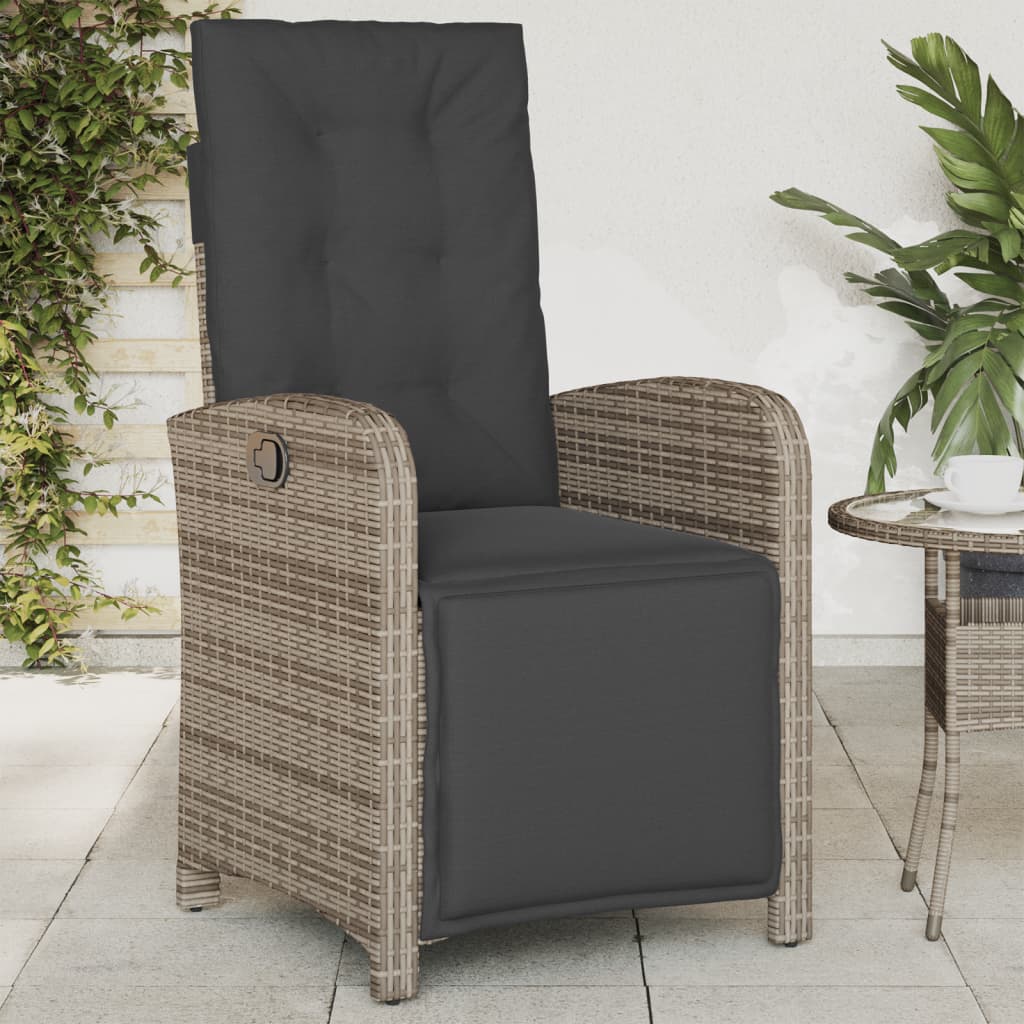 vidaXL Reclining Patio Chair with Footrest Outdoor Garden Furniture Poly Rattan-11