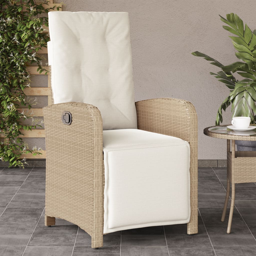 vidaXL Reclining Patio Chair with Footrest Outdoor Garden Furniture Poly Rattan-5