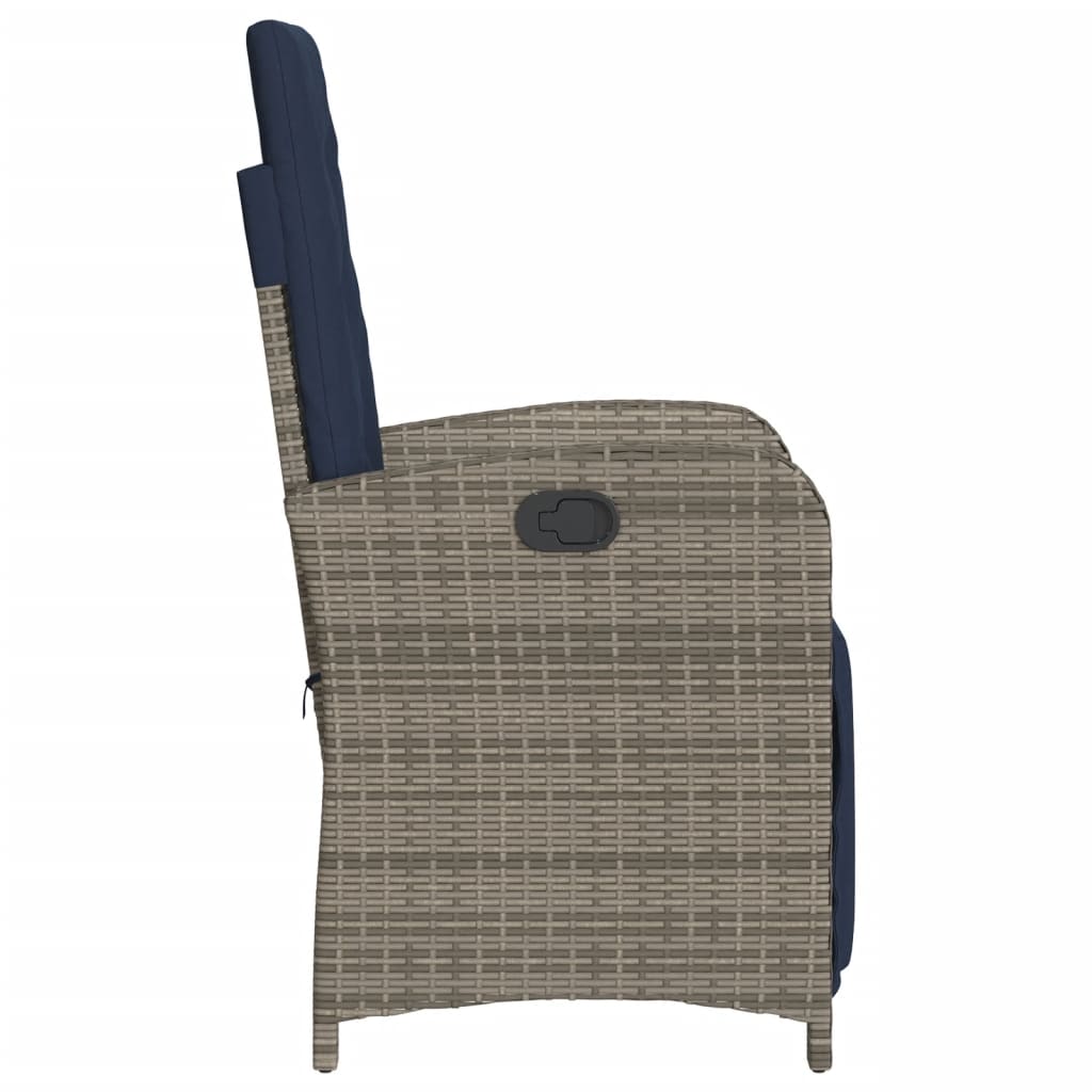 vidaXL Reclining Patio Chair with Footrest Gray Poly Rattan-4