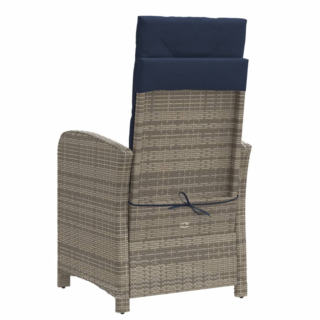 vidaXL Reclining Patio Chair with Footrest Gray Poly Rattan-5