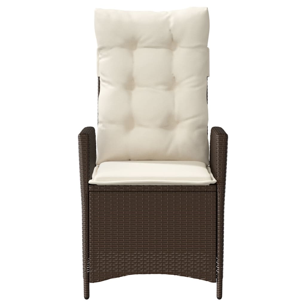 vidaXL Reclining Patio Chair with Cushions Brown Poly Rattan-4