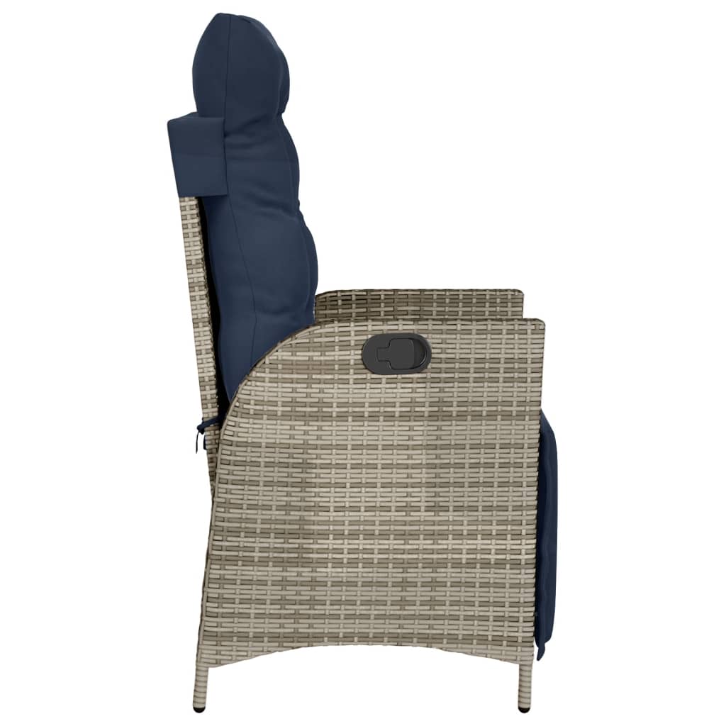 vidaXL Reclining Patio Chair with Footrest Gray Poly Rattan-5