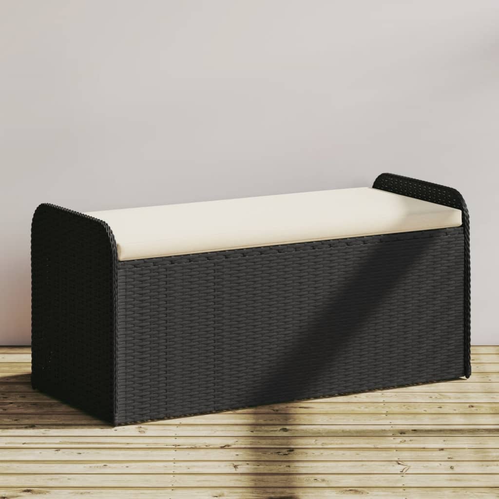 vidaXL Storage Bench with Cushion Outdoor Garden Seat Furniture Poly Rattan-5