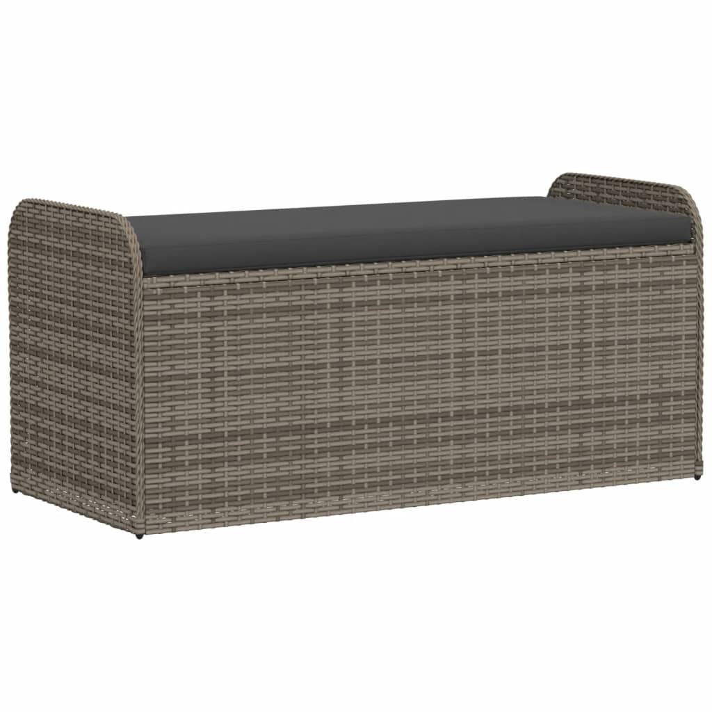 vidaXL Storage Bench with Cushion Outdoor Garden Seat Furniture Poly Rattan-1