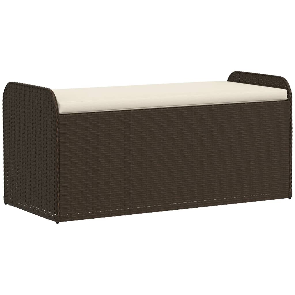 vidaXL Storage Bench with Cushion Outdoor Garden Seat Furniture Poly Rattan-3