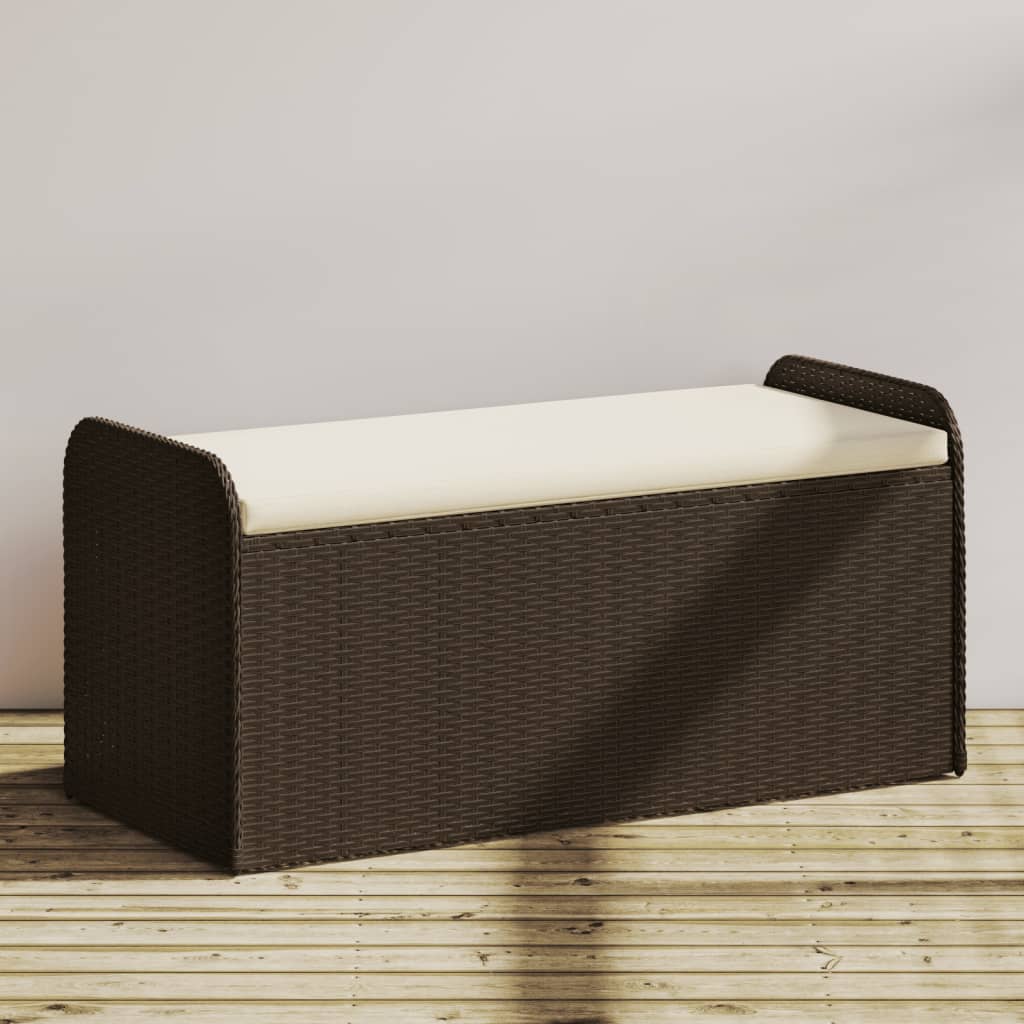 vidaXL Storage Bench with Cushion Outdoor Garden Seat Furniture Poly Rattan-7