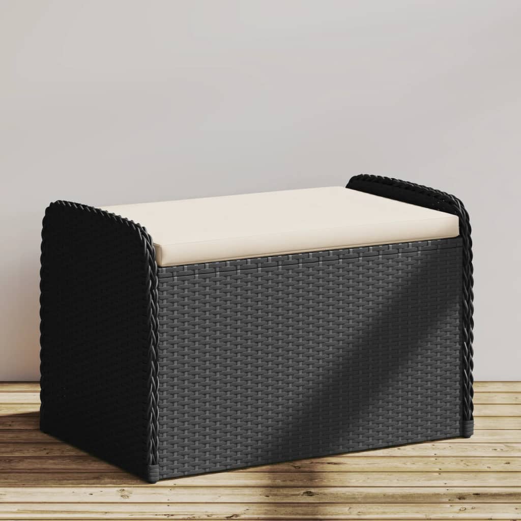 vidaXL Storage Bench with Cushion Outdoor Garden Seat Furniture Poly Rattan-6