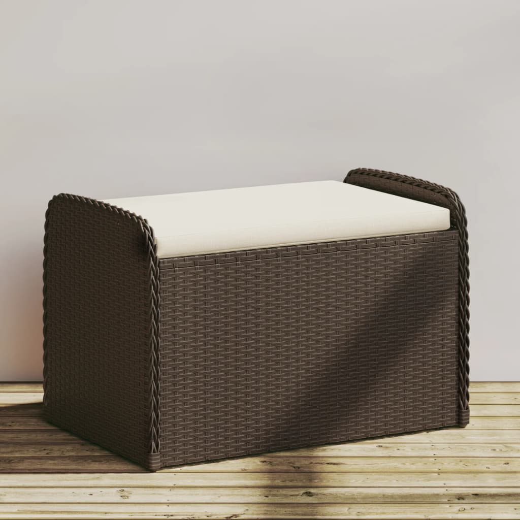 vidaXL Storage Bench with Cushion Outdoor Garden Seat Furniture Poly Rattan-8