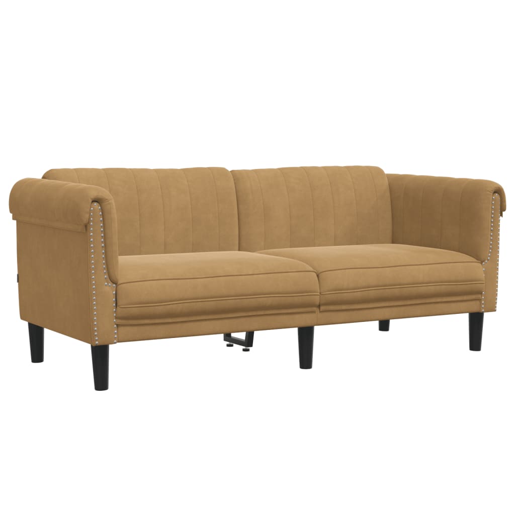 vidaXL 2 Piece Sofa Set Brown Velvet-2