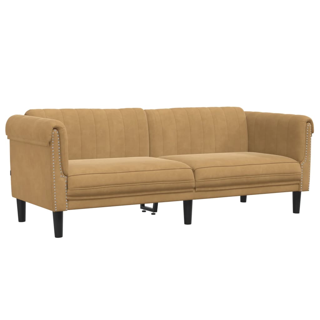 vidaXL 2 Piece Sofa Set Brown Velvet-3