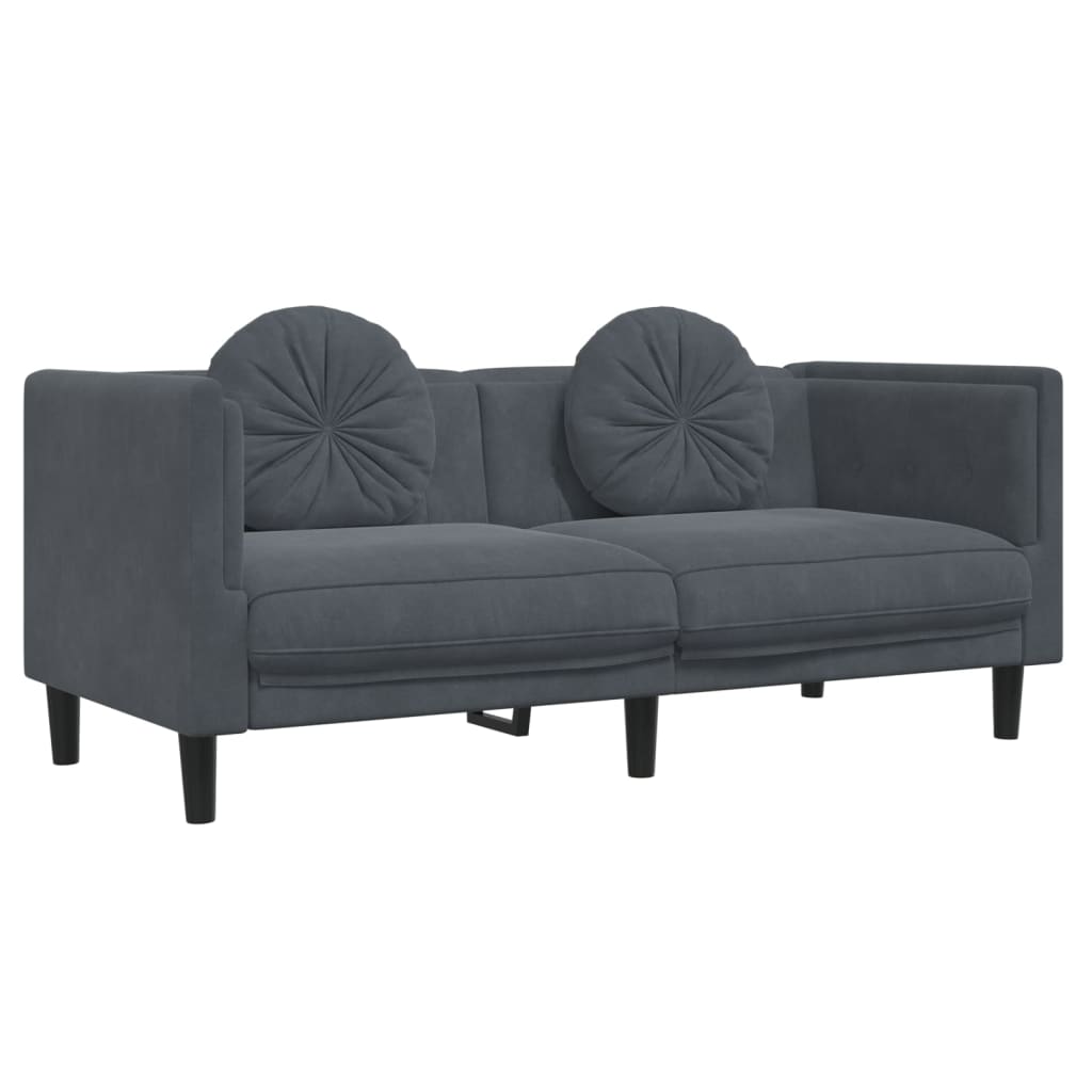 vidaXL 3 Piece Sofa Set with Pillows Dark Gray Velvet-3