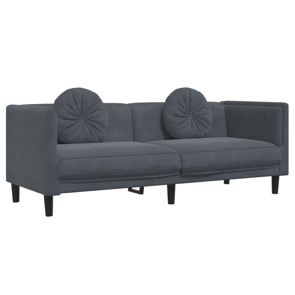 vidaXL 3 Piece Sofa Set with Pillows Dark Gray Velvet-4