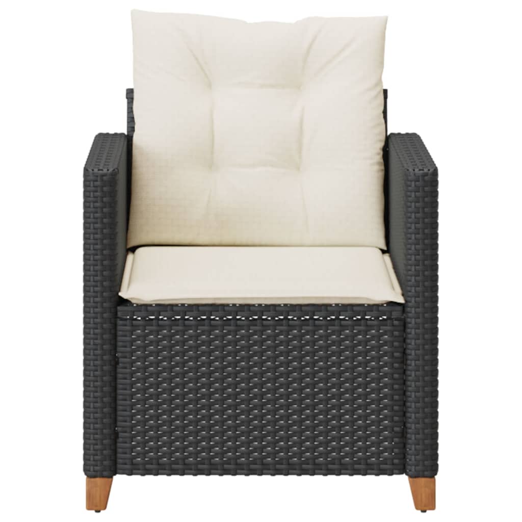 vidaXL Patio Chair with Cushions Black Poly Rattan-4