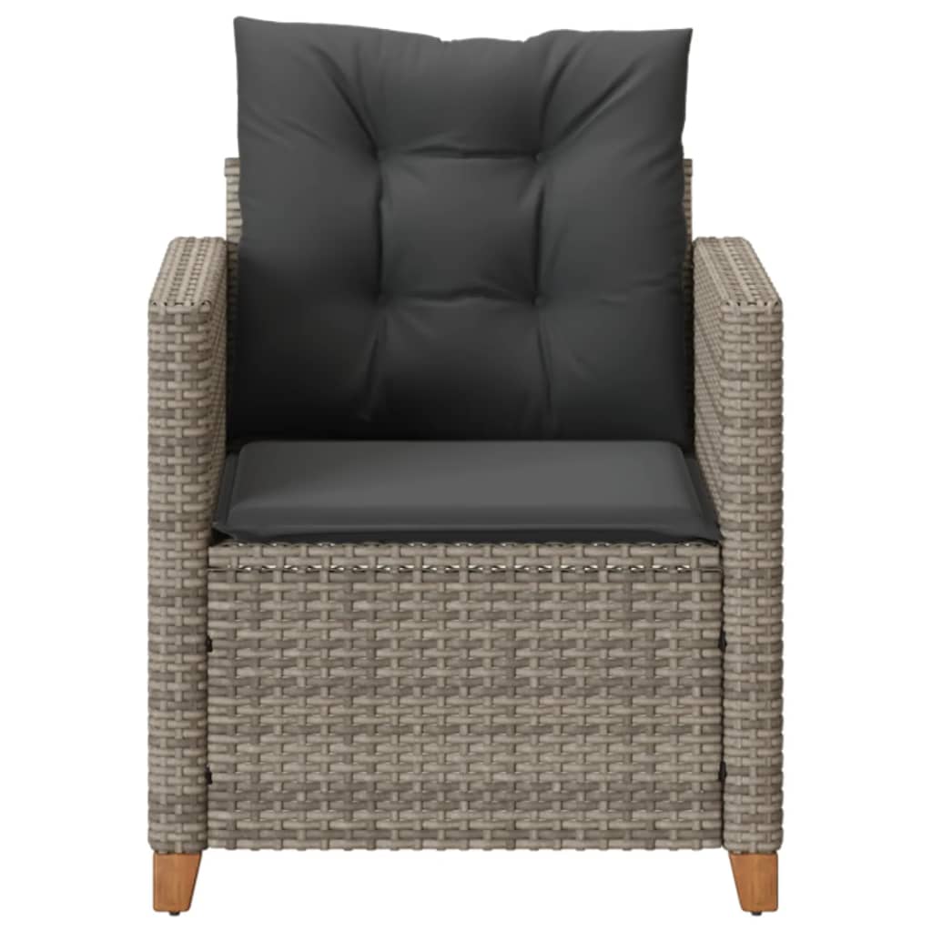 vidaXL Patio Chair with Cushions Gray Poly Rattan-4