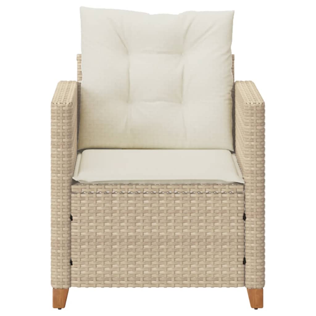 vidaXL Patio Chair with Cushions Beige Poly Rattan-4