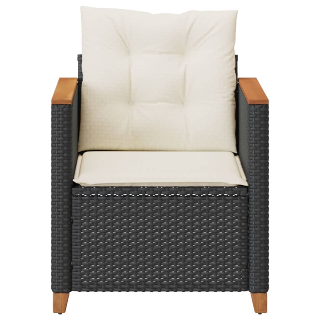 vidaXL Patio Chair with Cushions Black Poly Rattan-4