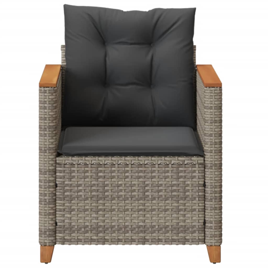 vidaXL Patio Chair with Cushions Gray Poly Rattan-4