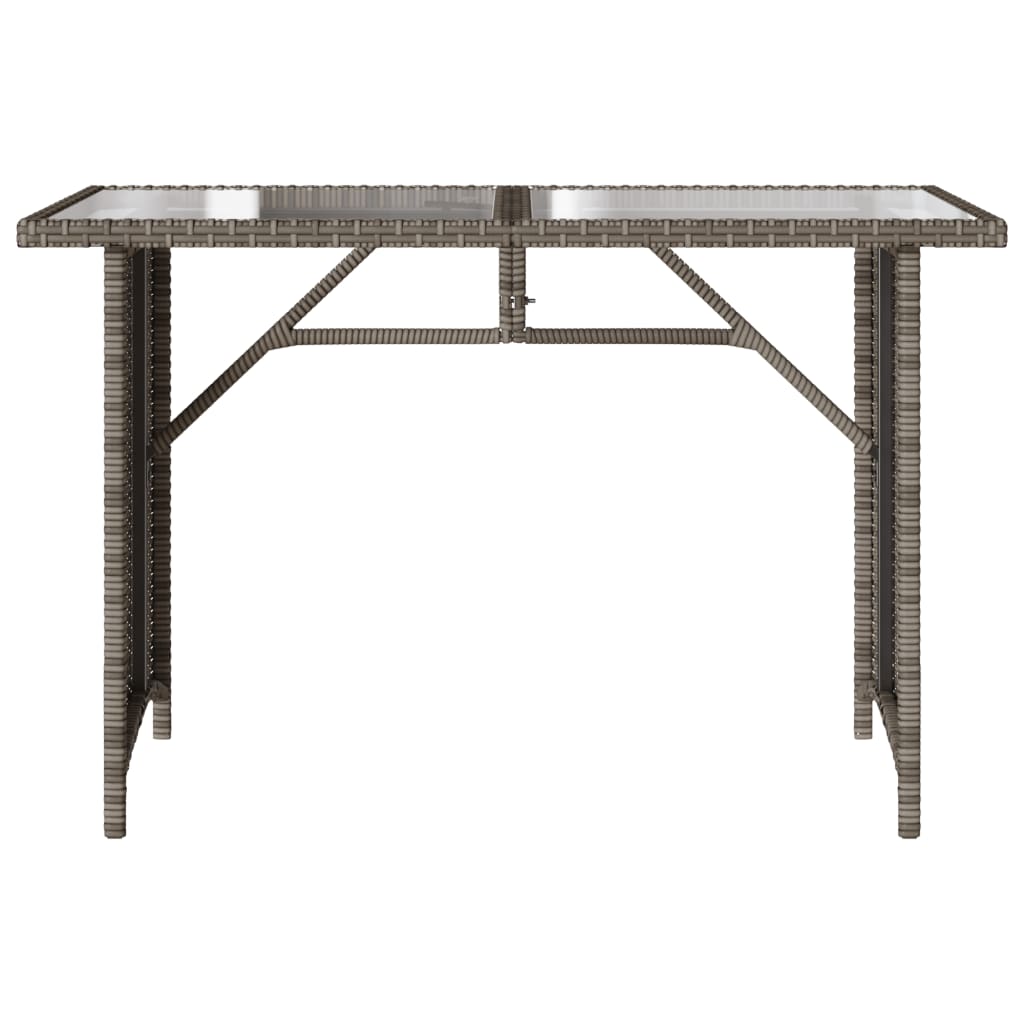 vidaXL Patio Table with Glass Top Gray 43.3"x26.8"x27.6" Poly Rattan-3