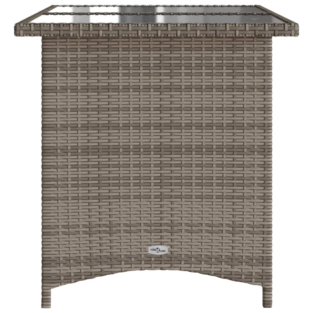 vidaXL Patio Table with Glass Top Gray 43.3"x26.8"x27.6" Poly Rattan-4