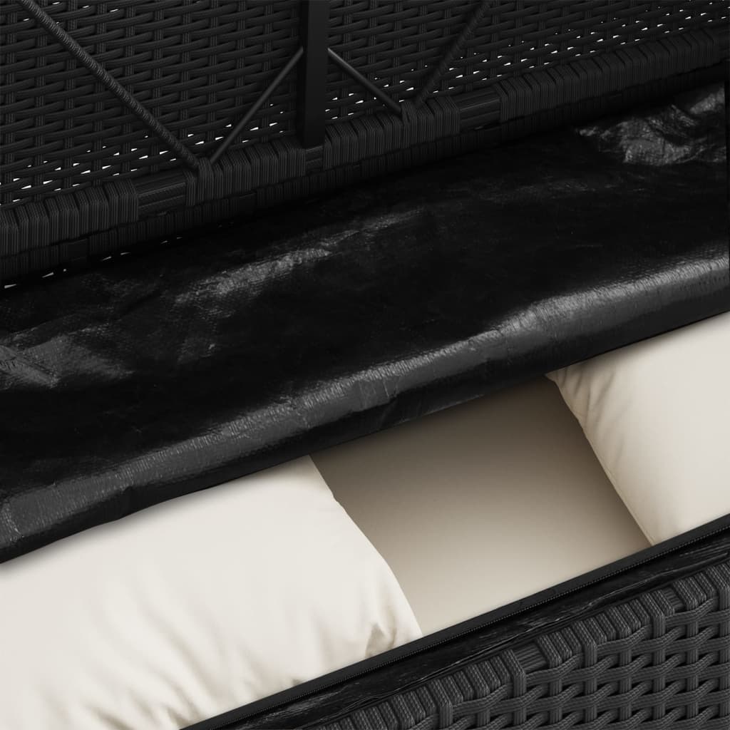 vidaXL Patio Bench with Cushions Beige Poly Rattan-43