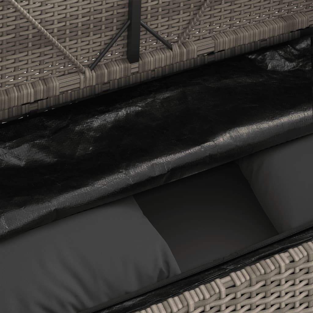 vidaXL Patio Bench with Cushions Beige Poly Rattan-4