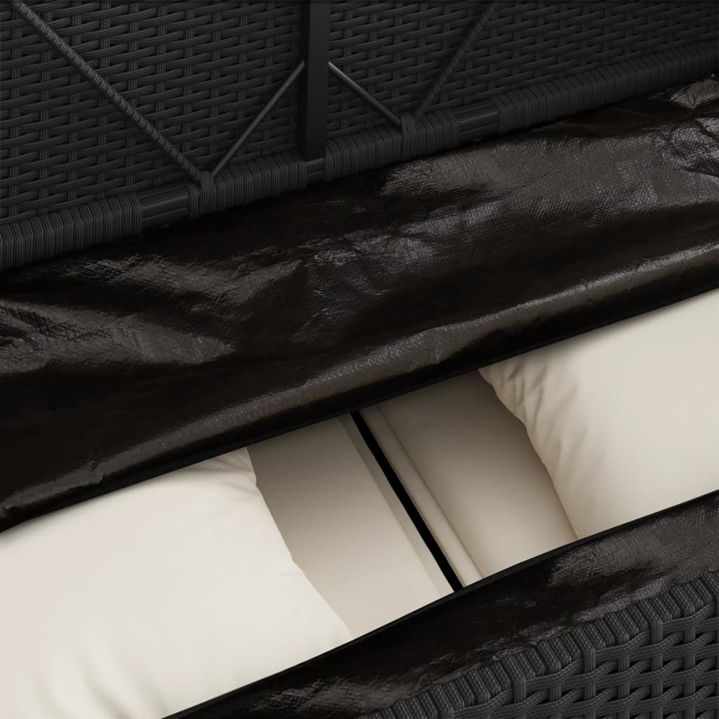 vidaXL Patio Bench with Cushions Beige Poly Rattan-42