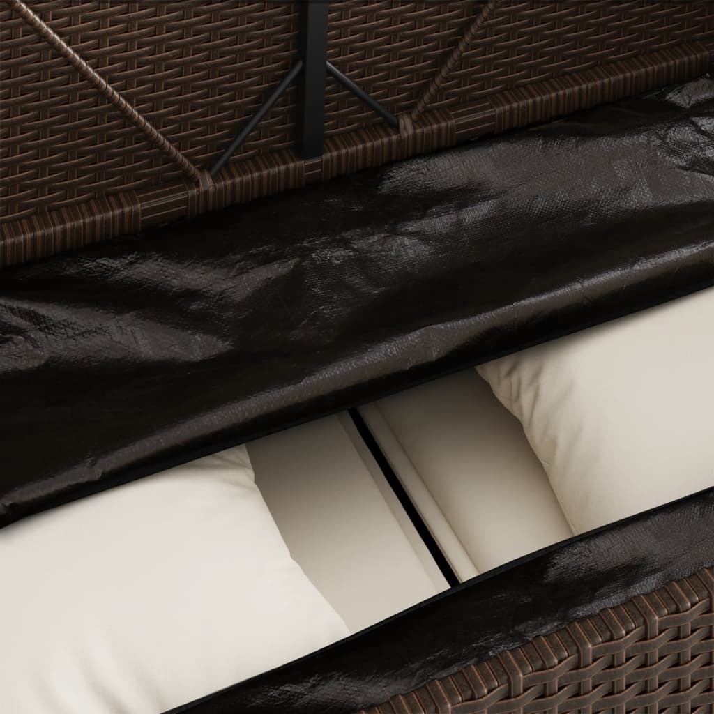 vidaXL Patio Bench with Cushions Beige Poly Rattan-41