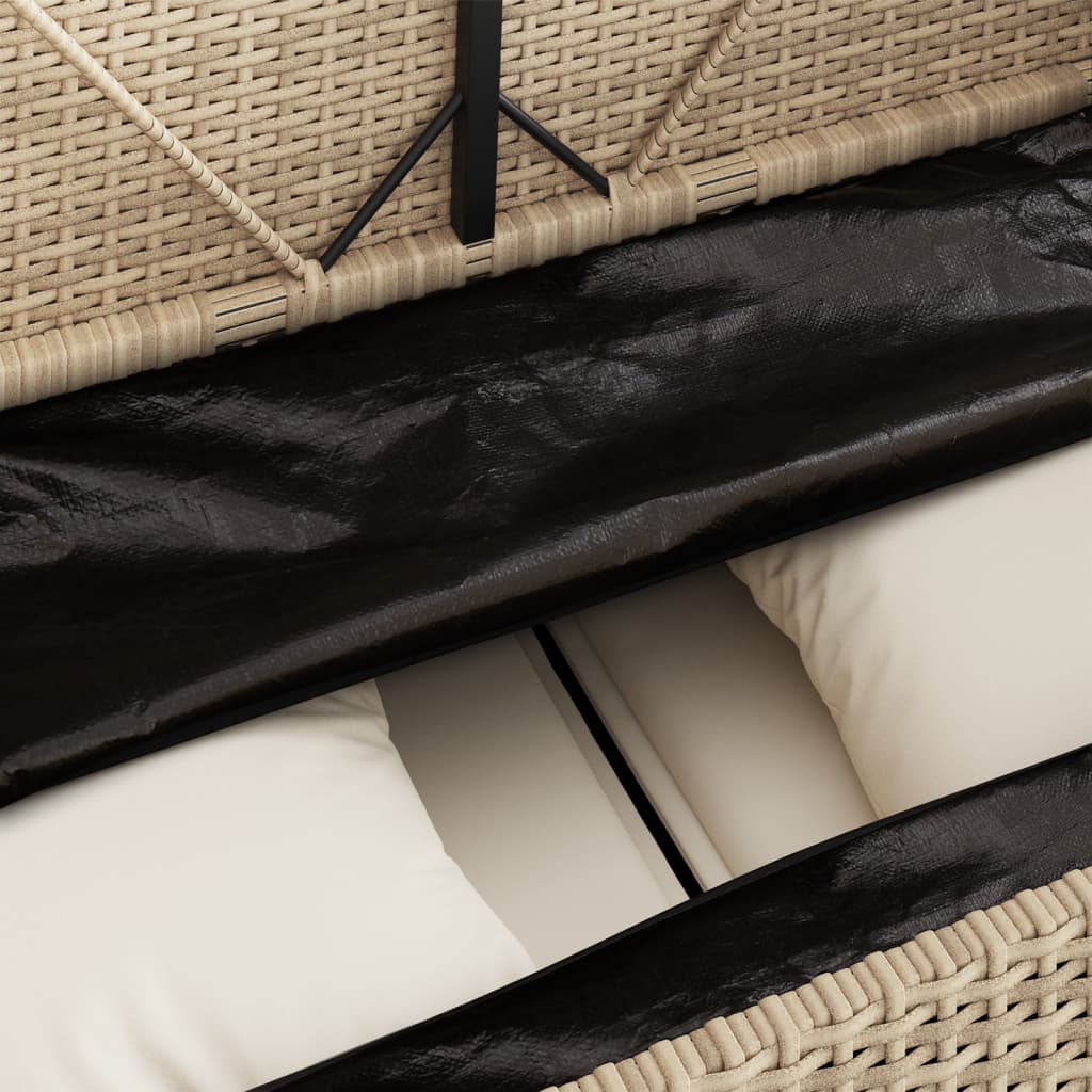 vidaXL Patio Bench with Cushions Beige Poly Rattan-32