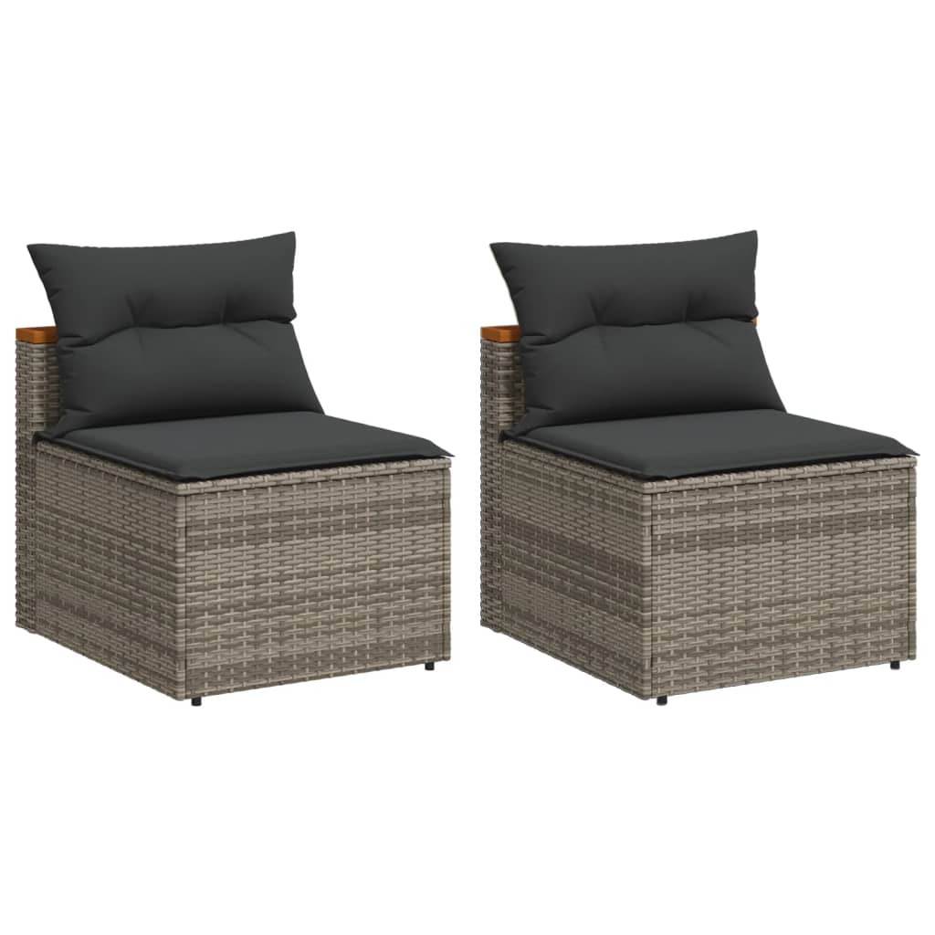 vidaXL Patio Sofas Armless with Cushions Outdoor Seating 2 Pcs Poly Rattan-0