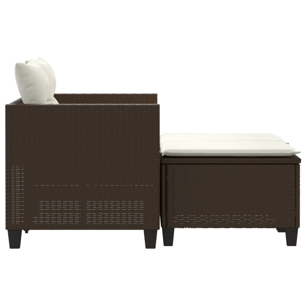 vidaXL Patio Sofa 2-Seater with Stools Brown Poly Rattan-4