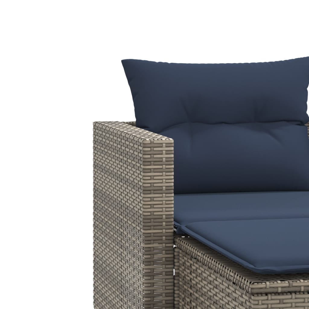 vidaXL Patio Sofa 2-Seater with Stools Gray Poly Rattan-6