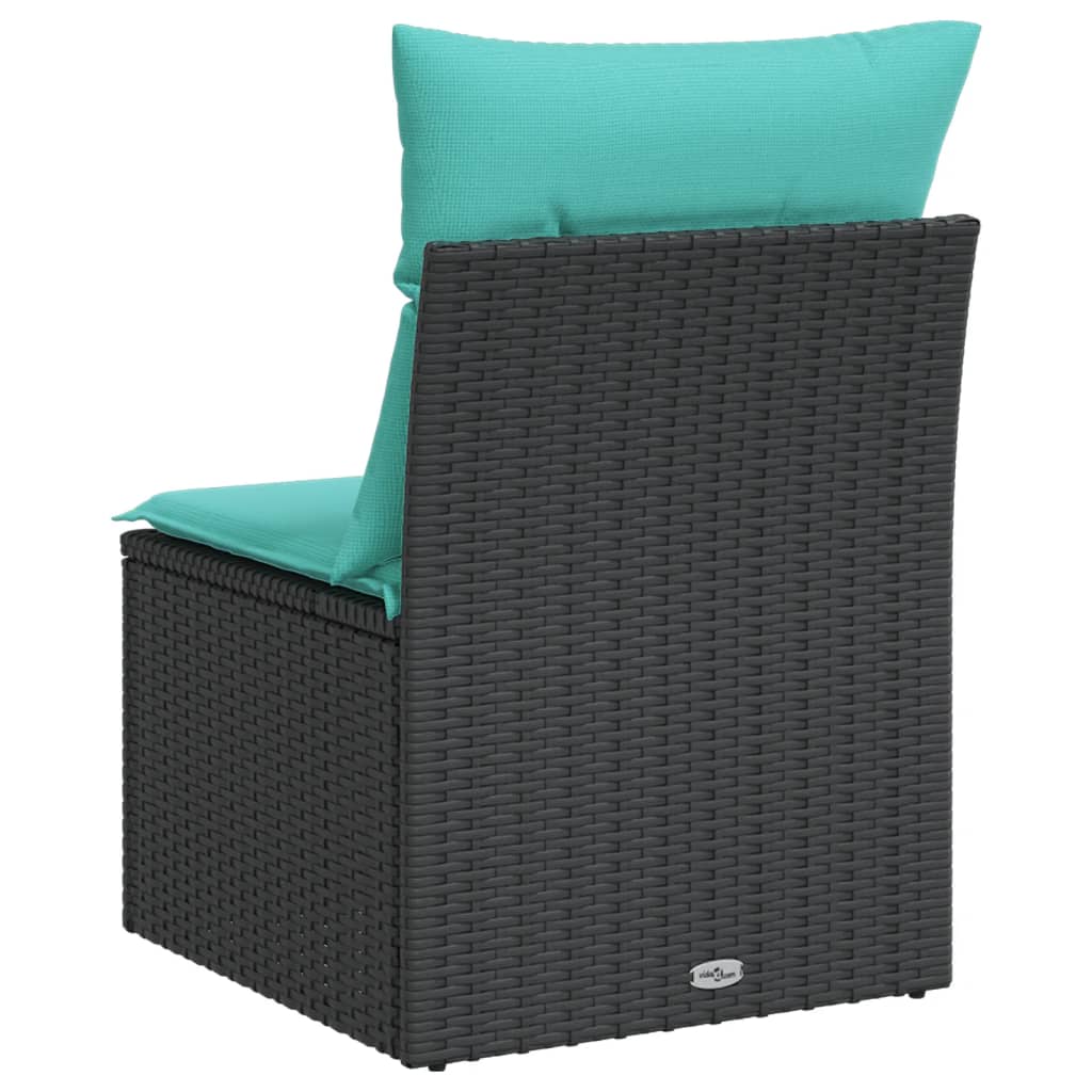 vidaXL Patio Chair Armless with Cushions Black Poly Rattan-4